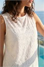 Ivory  Cotton Broderie Vest Top, Image 4 of 4