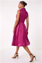 Pink Satin Tuxedo Style Midi Dress, Image 3 of 5