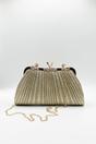 Gold Glitter Metallic Fibre Clutch Bag, Image 5 of 5