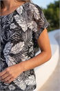 Black Leaf Print Lace Bubble Hem Top, Image 4 of 4