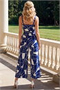 Navy  Abstract Print Pocket Jumpsuit, Image 3 of 4