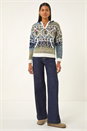Grey Jacquard Hooded Knit Jumper, Image 2 of 5