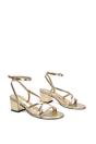 Gold 'Maria' Ankle Strap Low Block Heel Strappy Sandals, Image 3 of 5
