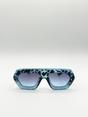 Blue Cross-Border Flat Sunglasses in Blue Leopard, Image 1 of 7