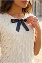Cream Bow Front Frilled Top, Image 4 of 4