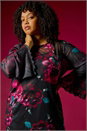 Red Curve Floral Mesh Print Top, Image 8 of 8