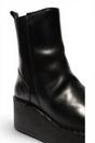 Black Womens Leather Ankle Boots-HEIJ271, Image 5 of 5