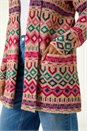 Natural  Geometric Pattern Knit Cardigan, Image 5 of 5