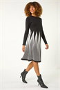 Black Contrast Pattern Knitted Dress, Image 1 of 5