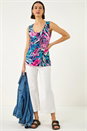 PINK Tropical Front Button Vest, Image 2 of 5
