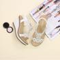 White AJVANI White High Wedge Heel Diamante T-Bar Slingback Sandals, Image 4 of 6