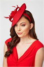 Red Mini Disc Fascinator, Image 2 of 4