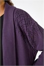 Plum Edge to Edge Pointelle Knit Cardigan, Image 5 of 5