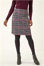 Red Houndstooth Stretch Pencil Skirt, Image 1 of 5