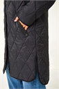 Black Iridescent Diamond Quilted Hooded Coat, Image 6 of 7