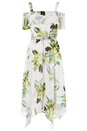 Green Floral Cold Shoulder Midi Dress, Image 4 of 4