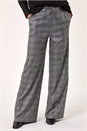 Grey Check Print Tie Waist Wide Leg Trouser, Image 4 of 5