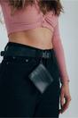 Black PU Leather Belt with Dettachable Card Holder, Image 1 of 7