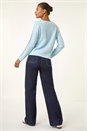 Blue Bow Front Buttoned Knit Cardigan, Image 3 of 5