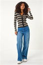 Stone Striped Zip Through Knitted Top, Image 2 of 10