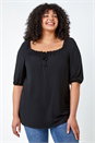 Black Curve Plain Stretch Jersey Top, Image 1 of 5