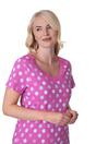 Pink Camille Lingerie Pink Polka Dot Lace Print Cotton Nightshirt, Image 5 of 5
