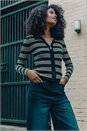 Stone Striped Zip Through Knitted Top, Image 8 of 10