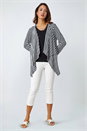 Black Stripe Cardigan & Lace Vest Stretch Top, Image 2 of 5