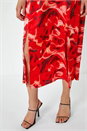 Red Dusk Marble Print Chiffon Midi Dress, Image 5 of 5