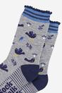 Grey Blackbirds Leaves Bamboo Socks -Grey, Image 3 of 4