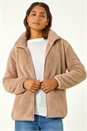 Taupe Soft Sherpa Fleece Jacket, Image 4 of 6
