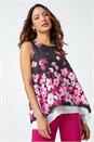 CERISE Sleeveless Floral Double Layer Chiffon Top, Image 1 of 5