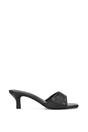 Black XY LONDON Black 'Pearl' Square Toe Stiletto Kitten Heel Mule Sandals, Image 1 of 6