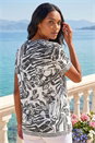Black Floral Stripe Print Stretch Top, Image 3 of 4