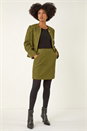 Olive Boucle Textured A-Line Skirt, Image 6 of 6