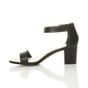 Black AJVANI Black Mid Block Heel Ankle Strap Sandals, Image 3 of 6