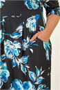 Blue Curve Floral Print Pocket Dress, Image 5 of 5