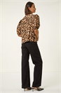 Beige Animal Print Bow Blouse, Image 3 of 5