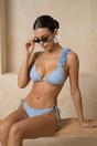 Blue Applique Detail Triangle Bikini Set with Tie Side, Image 1 of 4