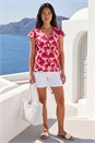 Red Petite Floral Frill Sleeve Blouse, Image 2 of 4