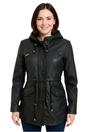 Charcoal Leather Hooded Parka Jacket-Cairns, Image 1 of 6