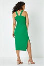 Green Dusk Ruched Halter Midi Stretch Dress, Image 4 of 5