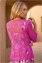 Fuchsia Textured Pointelle Detail Shrug, Image 3 of 4