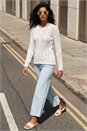 Ivory  Scallop Trim Cable Knit Jumper, Image 2 of 4