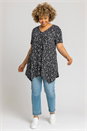 Black Curve Spot Print Hanky Hem Top, Image 3 of 4