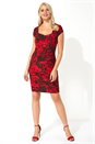 Red Snake Print Shutter Pleat Dress, Image 2 of 5