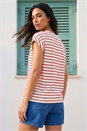 Red Soft Touch Stripe Stretch Top, Image 2 of 4