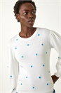 Ivory Floral Embroidery Knit Top, Image 1 of 5