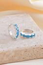 Blue Sterling Silver Turquise Huggie Hoop, Image 1 of 3