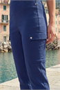 Navy  Turn Up Stretch Cargo Trousers, Image 4 of 4